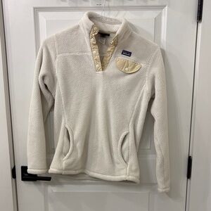 Patagonia Off-White Fleece Pullover with Button Details